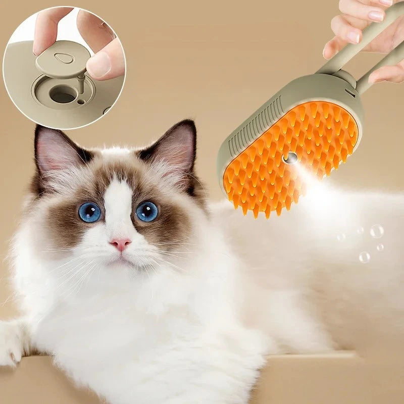 Pet Steam Brush Cat & Dog Cleaning 3 In 1 Hair Removal