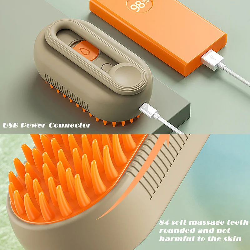 Pet Steam Brush Cat & Dog Cleaning 3 In 1 Hair Removal