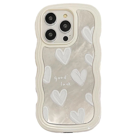 Lovely White Heart Mirror Case For iPhone